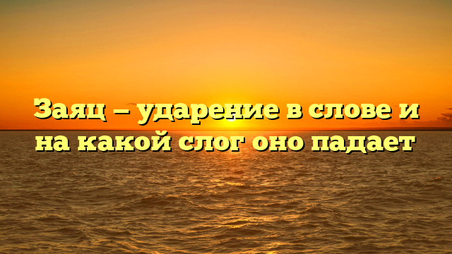 Заяц — ударение в слове и на какой слог оно падает