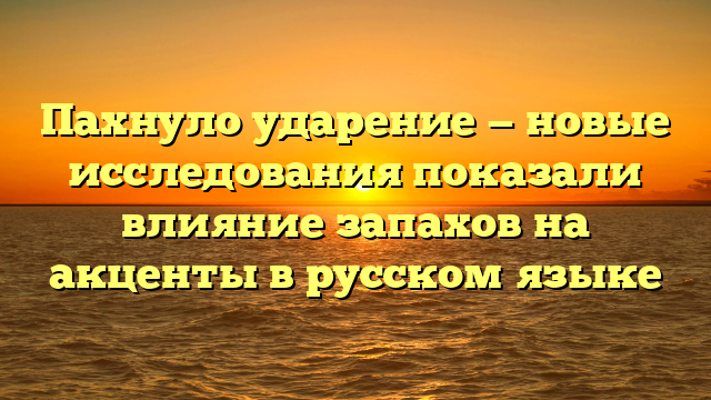 Пахнуло ударение — новые исследования показали влияние запахов на акценты в русском языке