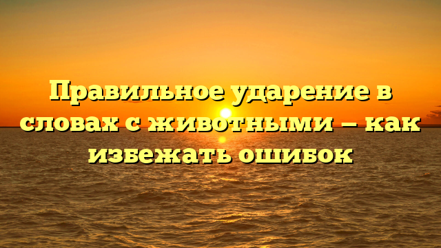 Правильное ударение в словах с животными — как избежать ошибок